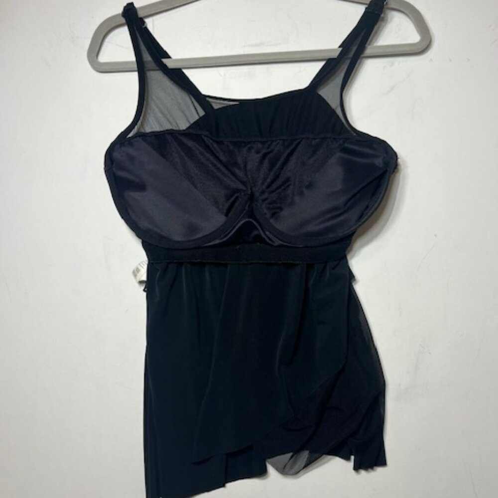 Miraclesuit Underwire Tankini Top Only Mirage Black Mesh Adjustable Strap 10DD - Picture 5 of 9